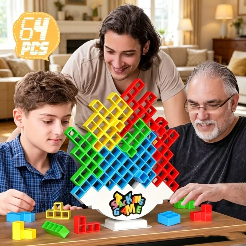 Party Games Competition - لعبة برج التوازن الملونة للأطفال والكبار،